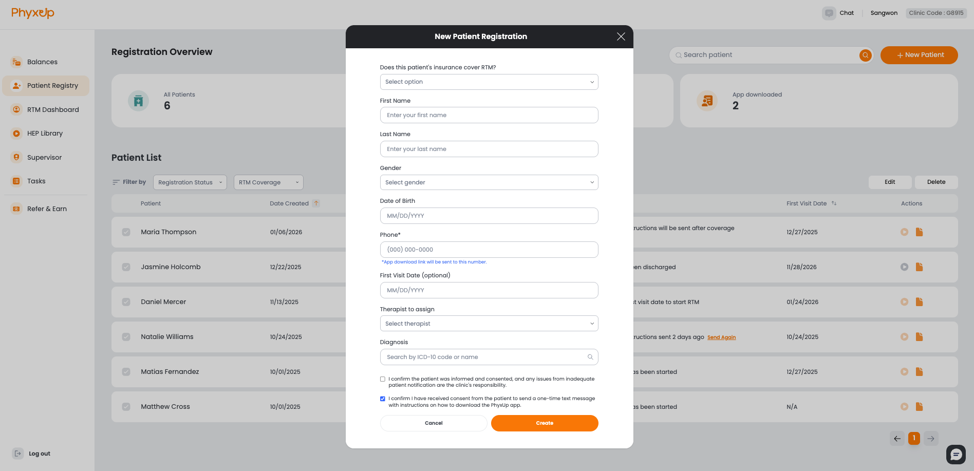 Create patient screen