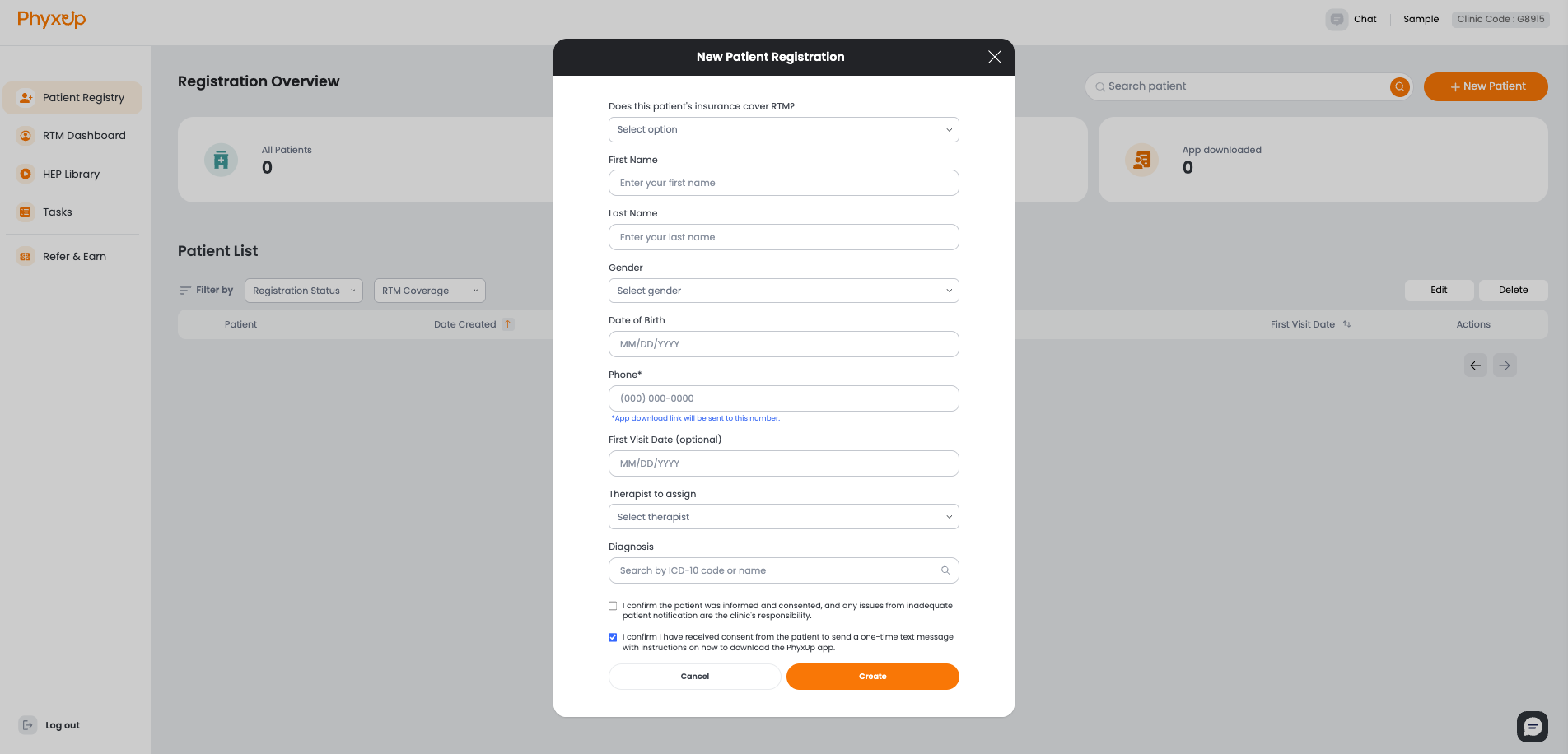 patient dashboard screenshot